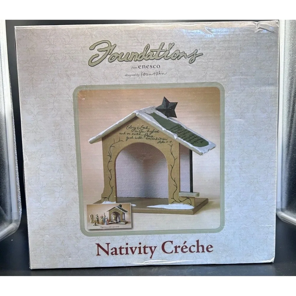 Enesco Foundations Nativity Creche Manger Karen Hahn Includes 6 Misc Figurines‎